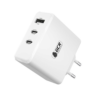 GCR PRO Сетевое зарядное устройство 100W, 1 USB + 2 TypeC, GaN Tech Quick Charger, PD 3.0, белый