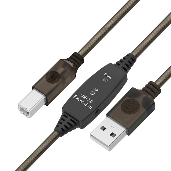 Купить GCR Активный кабель USB 2.0 AM/BM с усилителем сигнала + доп питание DC GCR-53782 — российского бренда GCR