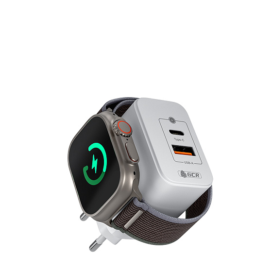 Купить GCR Сетевое зарядное устройство 3в1 GaN 20W QC/PD USB+USB-C+беспроводная 3W GCR-56576 — российского бренда GCR