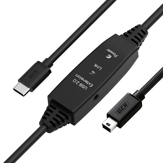 Купить GCR PRO Активный кабель Type-C/MiniB USB 2.0 с усилителем сигнала + доп питание GCR-57382 — российского бренда GCR