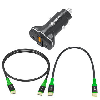 GCR PRO Set Car Charger 3in1 QC3.0/PD 30W + 2 Type-C Cables PD 60W