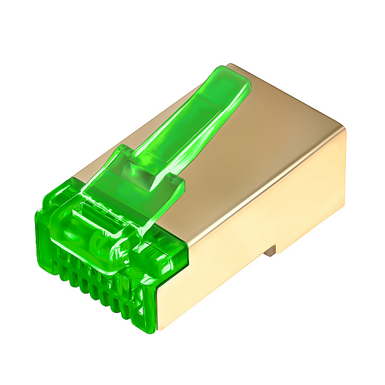 Купить GCR PRO Коннектор со вставкой RJ-45 cat.6 экранированные GOLD витая пара (20шт.) GCR-56495 — российского бренда GCR