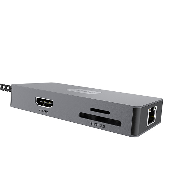 Купить GCR PRO Док-станция 7в1 USB Type-C на Type-C PD 100W + 2*USB3.2 + HDMI 4K60Hz + RJ45 2.5G + TF/SD 3.0 GCR-57159 — российского бренда GCR