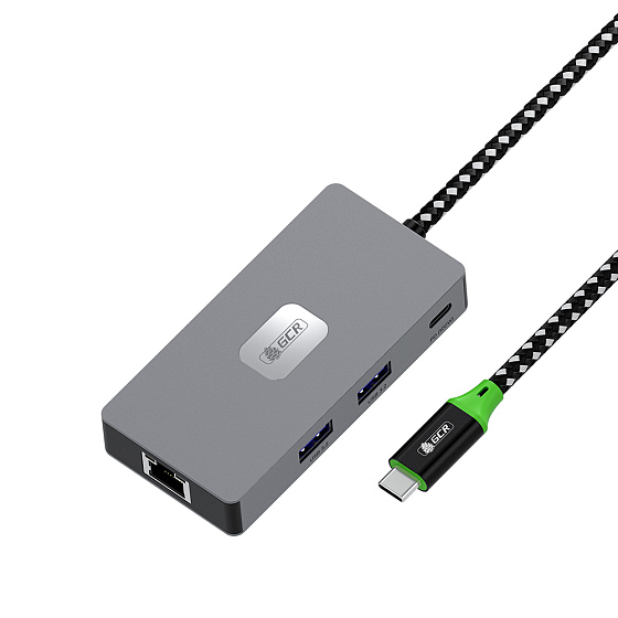Купить GCR PRO Док-станция 6в1 USB Type-C на Type-C PD 100W + 3*USB3.2 + HDMI 4K60Hz + RJ45 1000Mbps GCR-57173 — российского бренда GCR