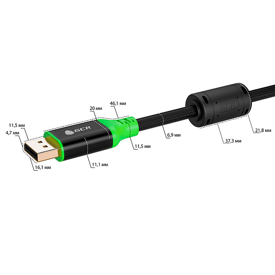 Купить GCR PRO Кабель PROF DP v1.4 ферриты 8K 60Hz 32 Гбит/с ECO Soft капрон AL корпус GCR-56286 — российского бренда GCR