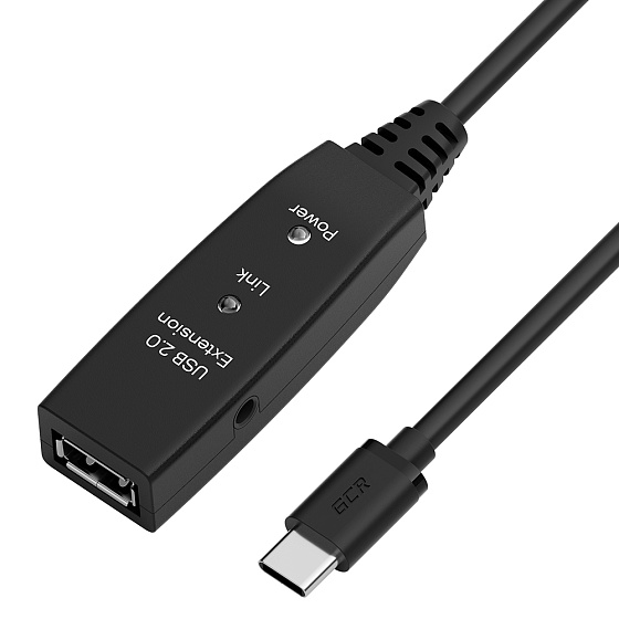 Купить GCR PRO Активный кабель переходник Type-C на AF USB 2.0 кабель с усилителем сигнала + доп питание GCR-55534 — российского бренда GCR