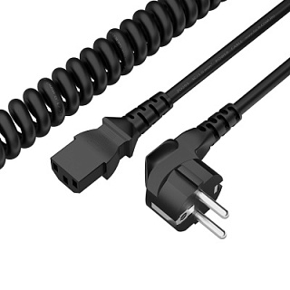 GCR PRO Кабель питания ВИТОЙ PROF черный, 10.0m, евровилка угловая Schuko - С13, 3*1,0mm, медь