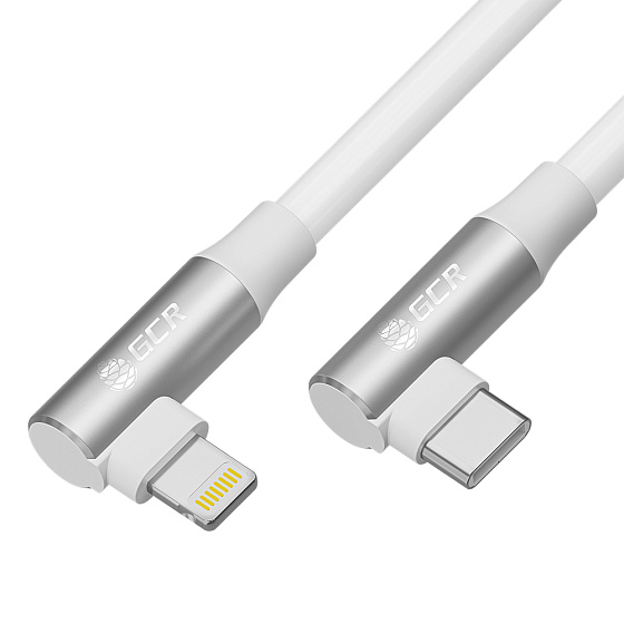 Купить GCR PRO Кабель угловой TypeC/Lightning быстрая зарядка 18W PD короткий для PowerBank силикон GCR-55514 — российского бренда GCR