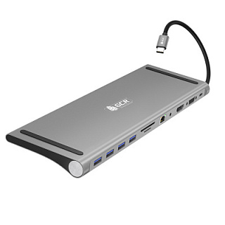 Aluminum Docking Station  Multi-Function 11-in-1 Hub Type С / USB 3.1 / MicroSD/ HDTV 4K / VGA for MacBook Pro, Air