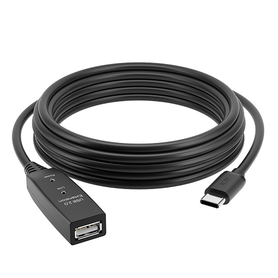 Купить GCR PRO Активный кабель переходник Type-C на AF USB 2.0 кабель с усилителем сигнала + доп питание GCR-55534 — российского бренда GCR