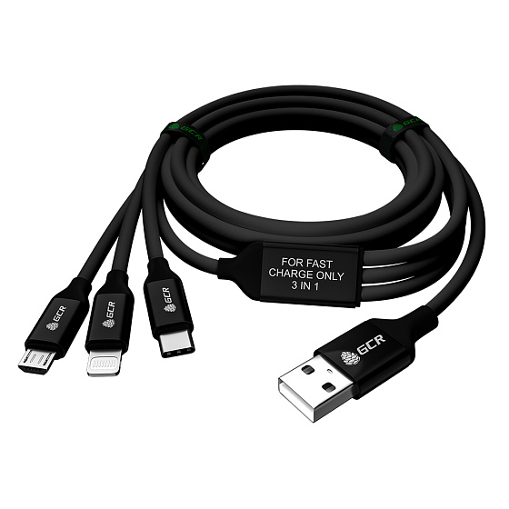 Купить GCR PRO Кабель 3в1 MicroUSB TypeC Lightning для зарядки NO Data GCR-54256 — российского бренда GCR
