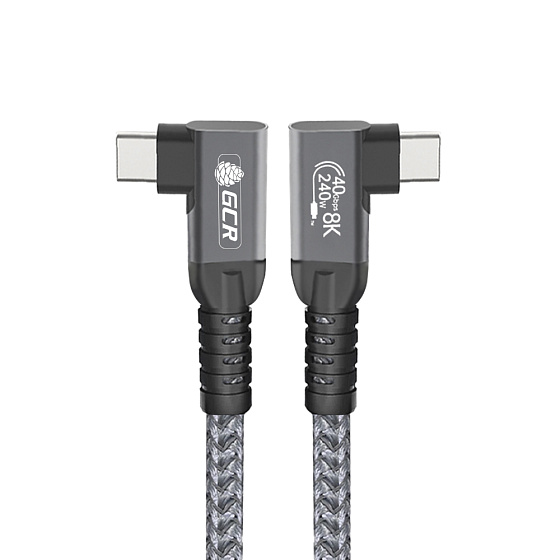 Купить GCR PRO Кабель угловой USB4 Type-C 240W 40Гбит/с 8K60Hz боковые разъемы в оплетке текстиль GCR-57134 — российского бренда GCR