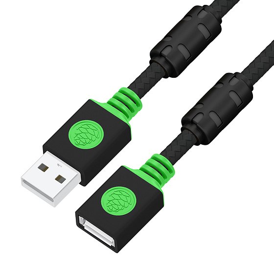 Купить GCR PRO Удлинитель PROF USB 2.0 AM/AF в оплетке текстиль экран армирование GCR-57662 — российского бренда GCR