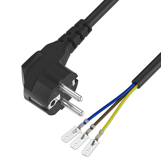 Купить GCR PRO Кабель питания DIY PROF евровилка Schuko - клеммы ножевые штекер медь GCR-55486 — российского бренда GCR