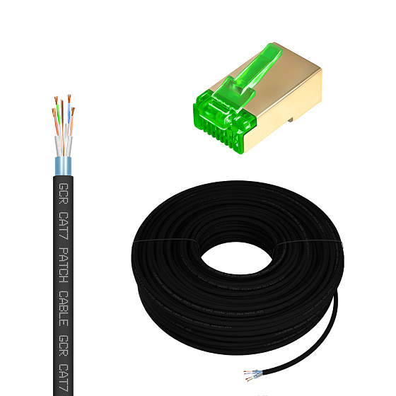 Купить GCR PRO Кабель LAN DIY витая пара в бухте F/FTP кат.7 медь LSZH + коннекторы RJ-45 8p8c GCR-56766 — российского бренда GCR