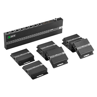 GCR Разветвитель-удлинитель HDMI по витой паре 1080P д 50~70m, 1х8 до 17 дисплеев, передатчик+приемники(2хHDMI), поддержка IR, POC & EDID, Loop out TX
