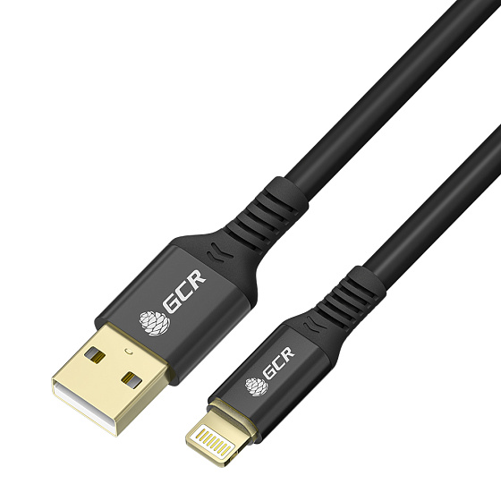 Купить GCR PRO Кабель AM/Lightning GOLD для iPhone Max 2.4A силикон GCR-53699 — российского бренда GCR