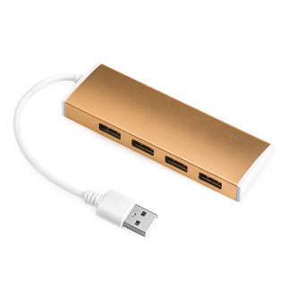 USB Hub 2.0 на 4 порта, 0.15m, Bronze + разьем для доп. питания