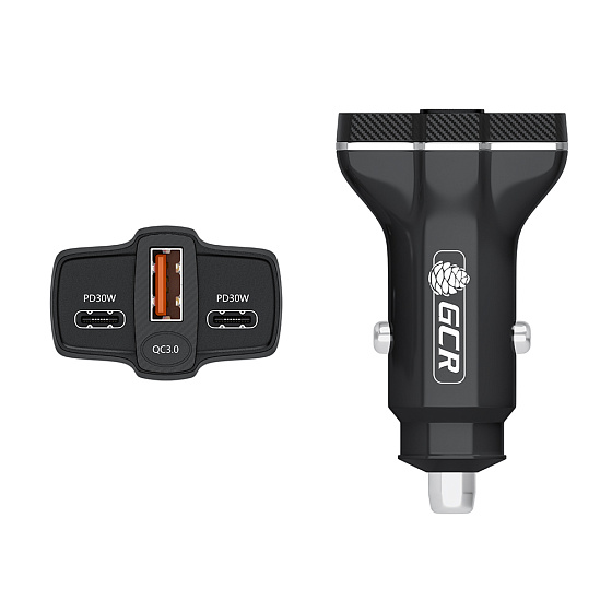 Купить GCR Автомобильное зарядное устройство 3в1 USB QC3.0 + 2*Type-C PD 30W GCR-56666 — российского бренда GCR