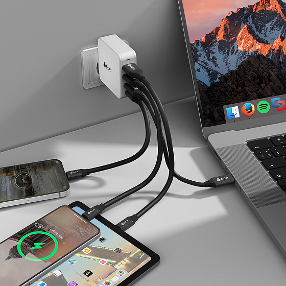 Купить GCR Сетевое зарядное устройство 100W GaN 2xUSB+2хUSB-C QC/PD GCR-54225 — российского бренда GCR