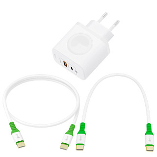 GCR PRO Set Power Charger 3in1 GaN Magnetic Charging PD+2 Type-C Cables PD 60W