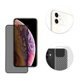 3 in 1 Protective Glass Kit Screen Protector Camera Cover Back Protective Film for iPhone 12 Premium Quality