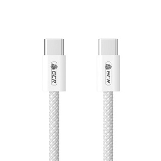 GCR PRO Кабель 1.0m Type C-C, медь, белый, для iPhone 15, Android, в оплетке текстиль, в коробке