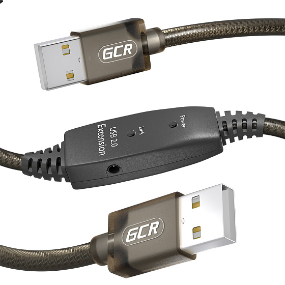 Купить GCR PRO Активный кабель USB 2.0 AM/AM с усилителем сигнала + доп питание DC GCR-53787 — российского бренда GCR