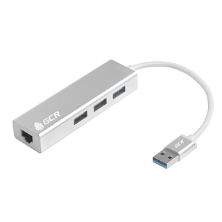 GCR PRO Splitter USB 3.0 to 3 Ports + Ethernet RJ-45 metall