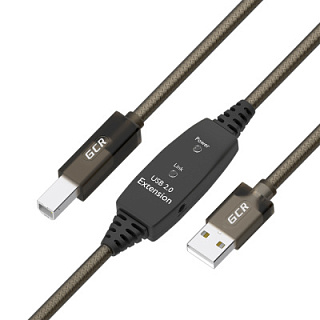 GCR PRO Active Cable USB 2.0 AM/BM with Signal Booster + DC