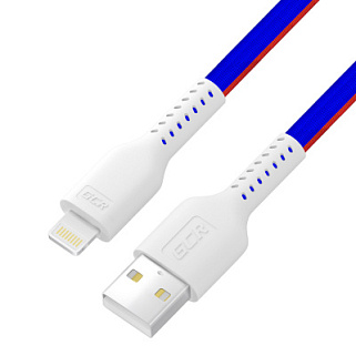 GCR Кабель 1.0m USB AM/Lightning - поддержка всех iOS, MFRi, ТРИКОЛОР Россия, белый ПВХ