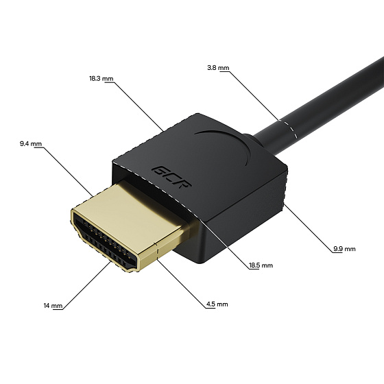 Купить GCR PRO Кабель SLIM HDMI 2.0 угол верхний экран UHD 4K 60Hz 18 Гбит GCR-55800 — российского бренда GCR
