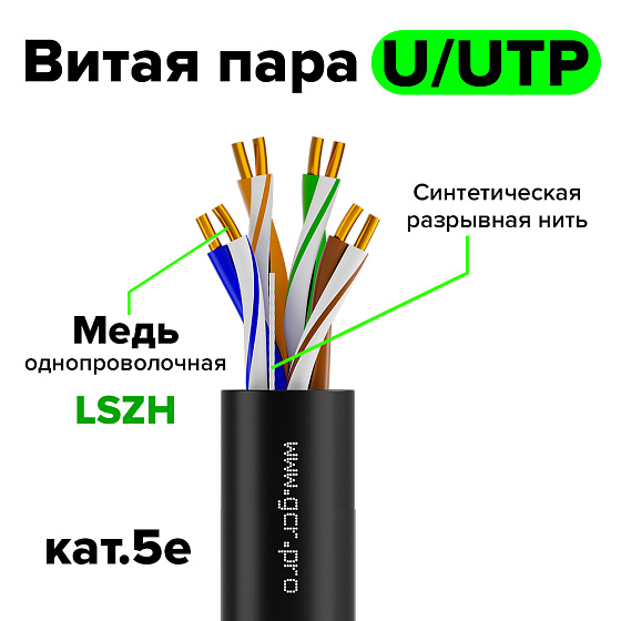 Купить GCR Витая пара LSZH U/UTP Cat.5e медь 4х2х0,5 GCR-57977 — российского бренда GCR