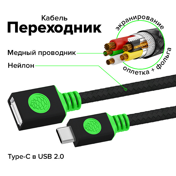 Купить GCR PRO Кабель переходник PROF Type-C/AF оплетка текстиль экран фольга/оплетка GCR-58138 — российского бренда GCR