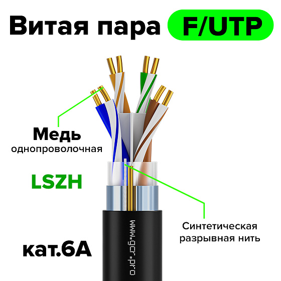 Купить GCR Витая пара LSZH F/UTP Cat.6А медь 4х2х0,57 GCR-57883 — российского бренда GCR