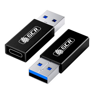 GCR Адаптер-переходник USB 3.0 (USB 3.2 Gen 1) на TypeC, M/F, черный, 5 Гбит/с, AL корпус