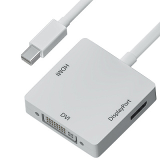 Адаптер-переходник mini Displayport на DisplayPort / HDMI / DVI для подключения MacBook к дисплеям 