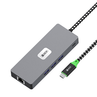 GCR PRO 8-in-1 Docking Station USB Type-C to Type-C PD 100W + 3USB 3.0 + 2HDMI 4K60Hz + DP + RJ45 1000Mbps