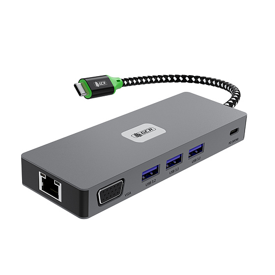 Купить GCR PRO Док-станция 11в1 Type-C USB HUB 10Gbps PD 100W 4K60Hz HDMI DP VGA RJ45 1000Mbps GCR-57175 — российского бренда GCR