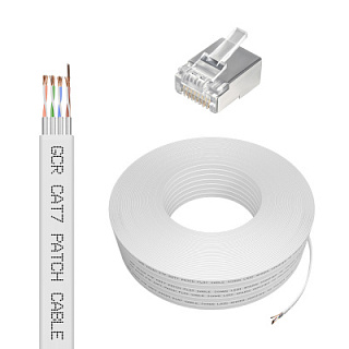 GCR PRO Cable LAN DIY twisted pair flat FTP cat.7 CU LSZH + RJ-45 8p8c connectors