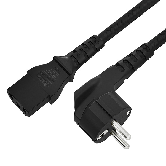 Купить GCR PRO Кабель питания оплетка текстиль евровилка Schuko - C13 медь GCR-58167 — российского бренда GCR