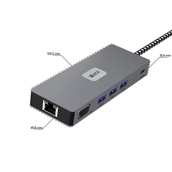 Купить GCR PRO Док-станция 11в1 Type-C USB HUB 10Gbps PD 100W 4K60Hz HDMI DP VGA RJ45 1000Mbps GCR-57175 — российского бренда GCR