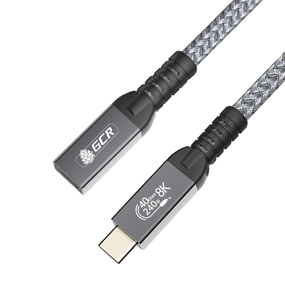 Купить GCR PRO Удлинитель USB4 Type-C 240W 40 Гбит/с 8K60Hz в оплетке текстиль GCR-57135 — российского бренда GCR