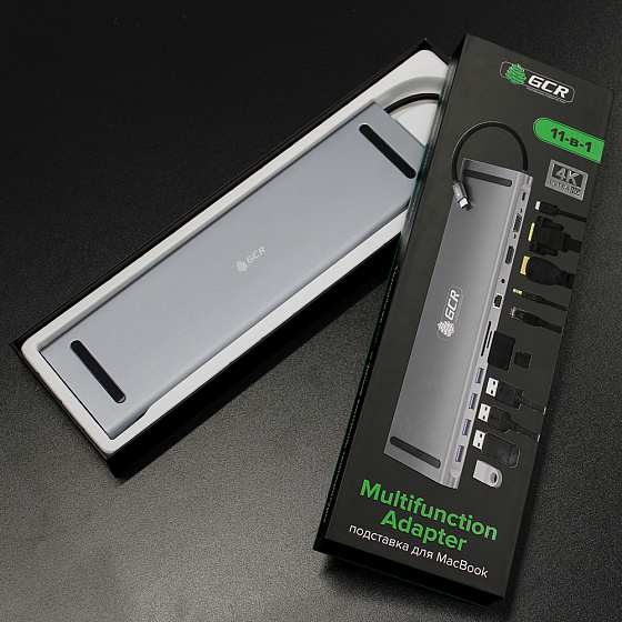 Купить GCR PRO Док-станция 11в1 Type-C USB Hub 5Gbps PD 4K HDMI VGA Ethernet Audio GCR-54220 — российского бренда GCR