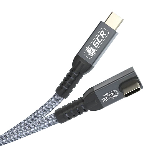 Купить GCR PRO Кабель угловой USB4 Type-C 240W 40Гбит/с 8K60Hz Г-образный боковой в оплетке текстиль GCR-57128 — российского бренда GCR