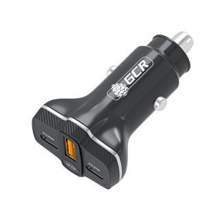 GCR PRO Автомобильное зарядное устройство 3в1, USB QC3.0 + 2 порта Type-C PD 30W, черный