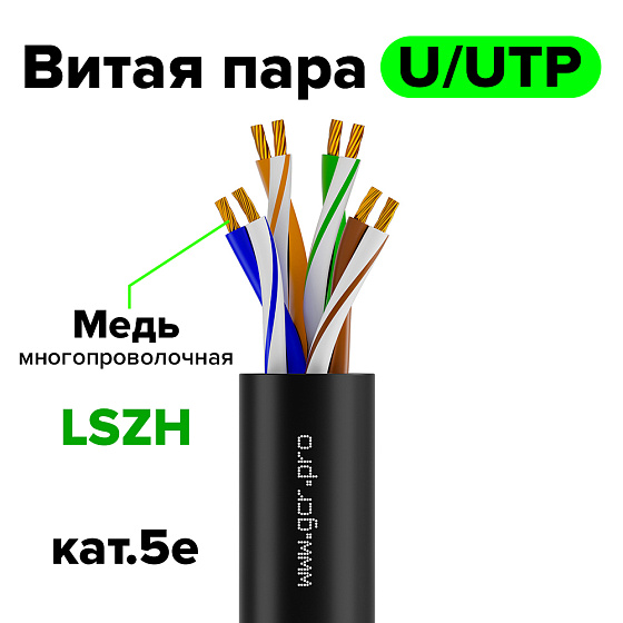 Купить GCR Витая пара LSZH U/UTP Cat.5e медь 4*2*7/0.2 GCR-58187 — российского бренда GCR