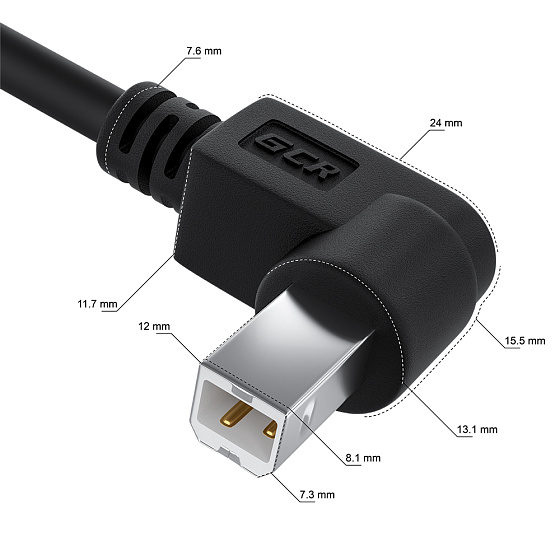 Купить GCR PRO Кабель USB 2.0 AM/BM угловой правый GCR-57721 — российского бренда GCR